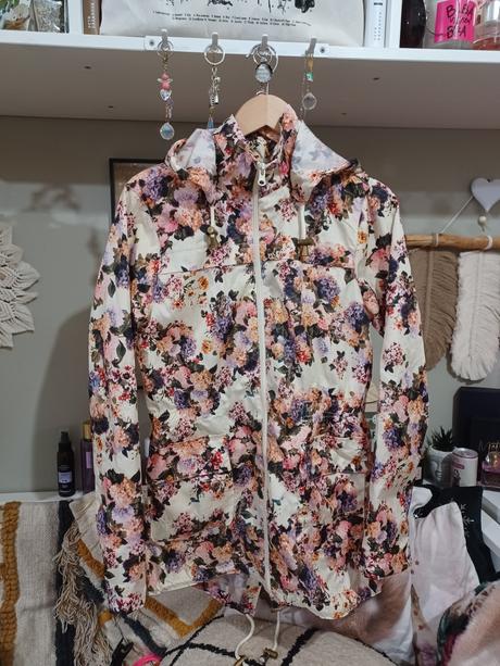 Lehká kytičková bunda parka větrovka, xs