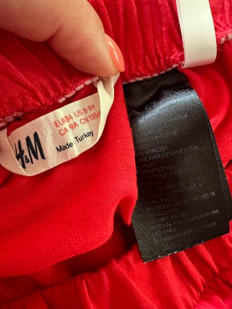 Letní overal h&m červený vel. 134/140, h&m,134