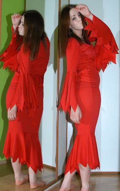 Karnevalové červené šaty čertice, čarodějnice...,