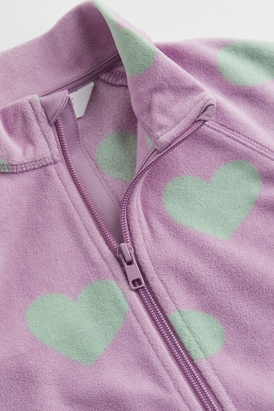 Fleecová srdíčková mikina h&m fialová vel. 110/116, h&m,110 / 116