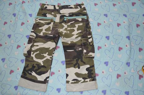 Maskáčové 3/4 kalhoty, džíny, 28