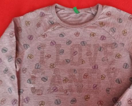 Dívčí triko dlouhý rukáv světle šedé benetton, benetton,152