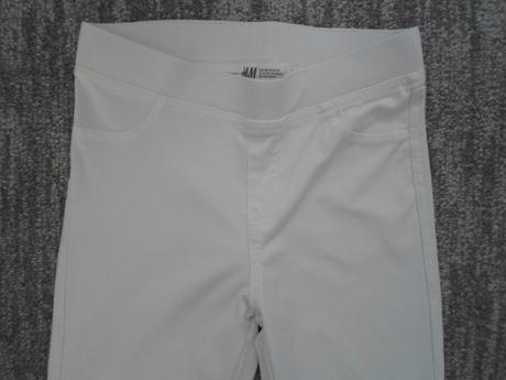 Bílé legíny tregíny džegíny kalhoty skinny s flitr, h&m,158