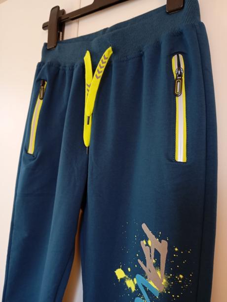 Petrolejové bavlněné tepláky kugo s reflexními prv, kugo,140