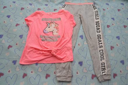 140 girls komplet bavlněné triko tepláky, 140