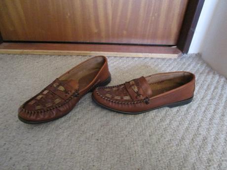 Pěkné hnědé kožené mokasíny, č. 44, stélka 28 cm, 44