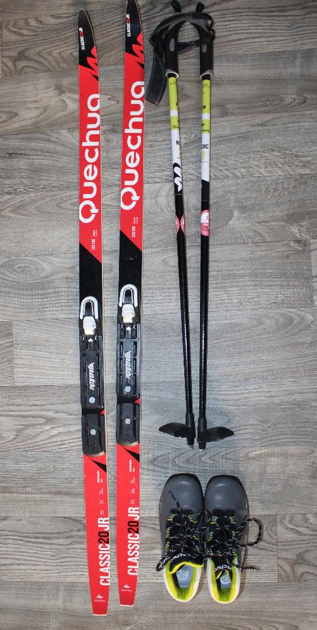 Dětské běžecké lyže, boty, hůlky 120 cm, 