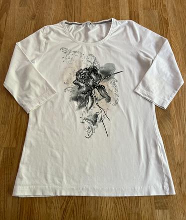 Triko & tričko bílé s růží zn. marco pecci vel. 38, 38