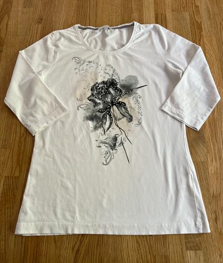 Triko & tričko bílé s růží zn. marco pecci vel. 38, 38