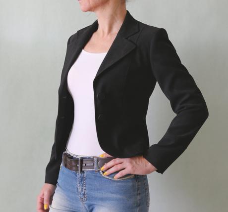 Černé semišové sako petite collection vel.32, xs