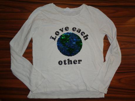 Tričko s obousměrným flitrem - smajlík 134/140, h&m,134