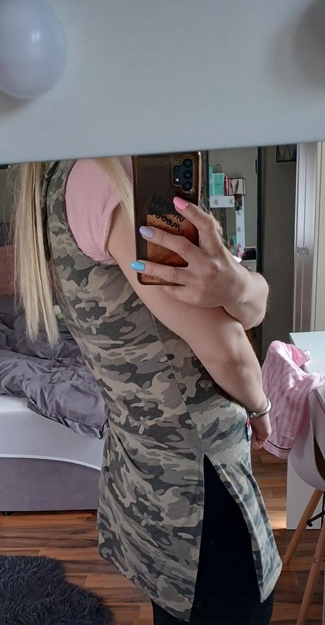 Maskáčové šaty tunika s kapucí 158/164, xs/s, 164