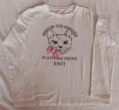 Dívčí triko dlouhý rukáv bílé kočička reserved, reserved,152