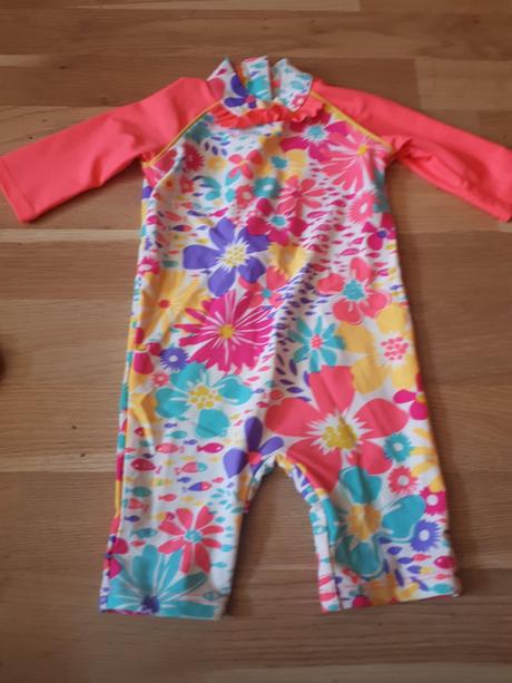 Plavkový overal s květy vel. 74, tu,74