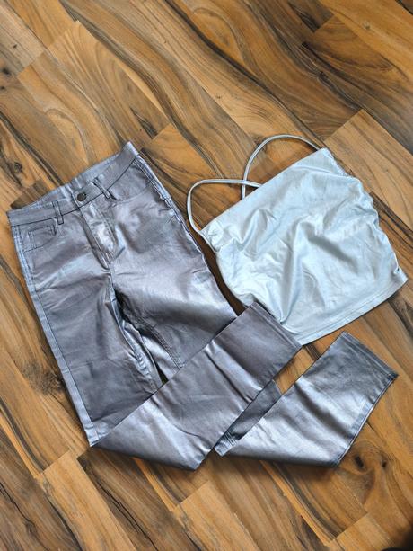 Stříbrný komplet set calzedonia + shein xxs/xs, calzedonia,158