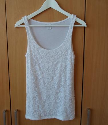 Bílé krajkové tričko tílko bílý top amisu, amisu,m