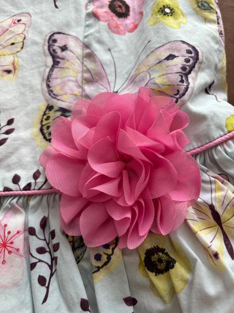 Ob/ šaty letní tyrkysové s motýli - v.7/8 let, m&co,128