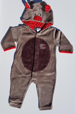 B35 vánoční sametový overal s kapucí vel. 62-68, 62
