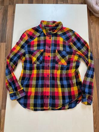 Káro košile, vel neuvednea nošena cca m volně, měř, tu,m