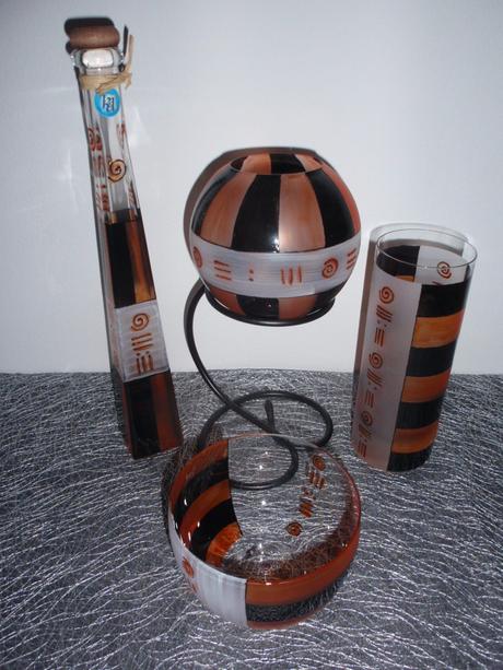 Sada miska-váza-svícen-karafa ornamenty 4 kusy.,