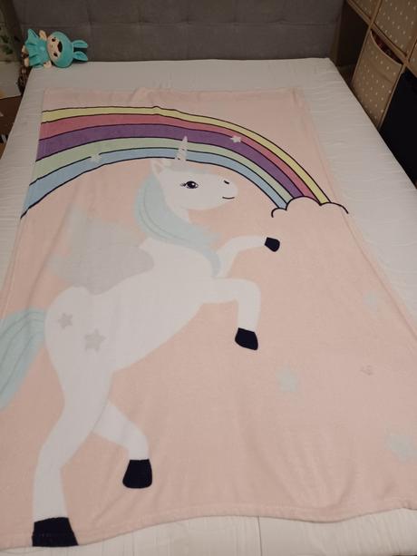 Plyšová deka s jednorožcem, šířka (cm): 110,délka (cm): 160