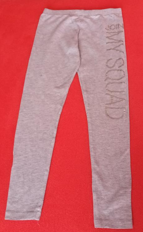 Dívčí legíny světle šedé třpytivý nápis, 152