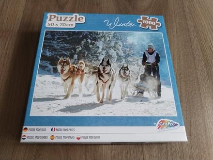 Nové puzzle winter husky 1000 dílků, 