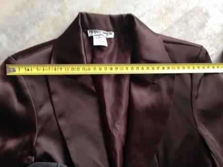 Hnědý kostým saténové sako kalhoty mašle vel.36, s, s