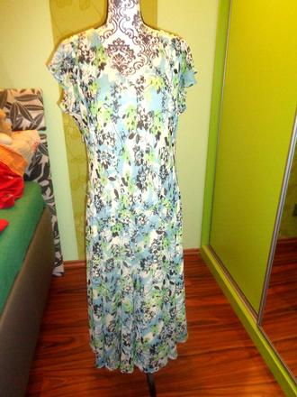 Krásné zelenotyrkysové letní šaty, 46