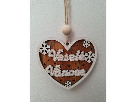 Dřevěná dekorace veselé vánoce, 