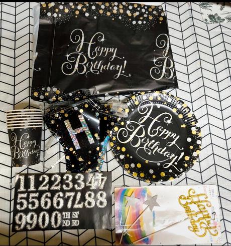 Narozeninová párty sada stříbrno-zlatá,