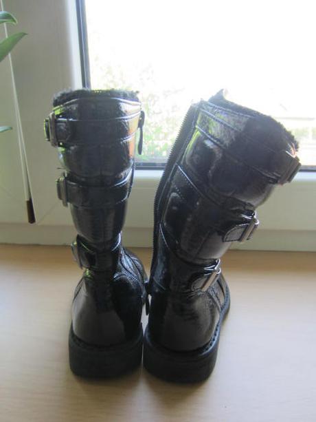 Teplé lakované kozačky, s kožíškem nelli blu, nelli blu,25