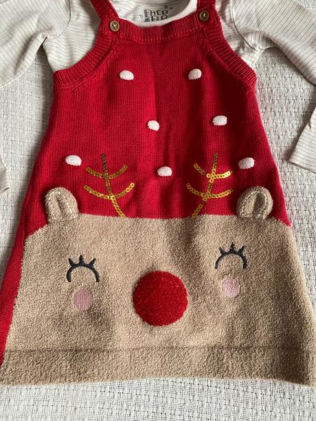 Vánoční šaty se sobem s body vel. 1,5-2r/92, 92