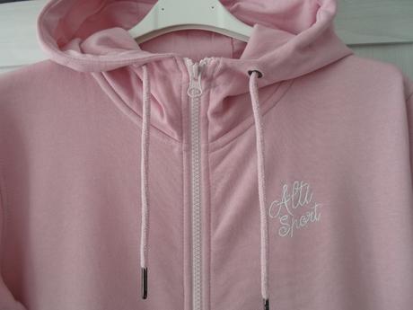 Růžová dlouhá mikina na zip s kapucí, s