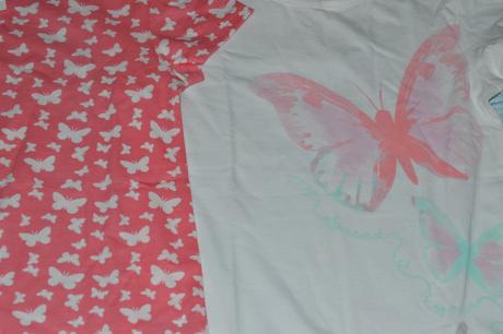 2x bio bavlněné triko, duopak, s motýlky, c&a,116