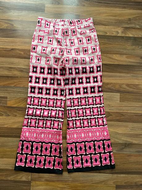 Nové satén kalhoty se vzorem, vel m, možná spíše s, m