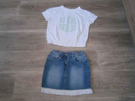 Sukně + triko crop top vel. 152, 152