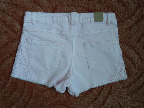 Růžové kraťasy kraťásky šortky s krajkou, zara,152