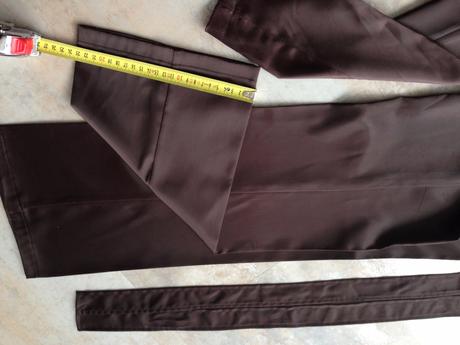 Hnědý kostým saténové sako kalhoty mašle vel.36, s, s