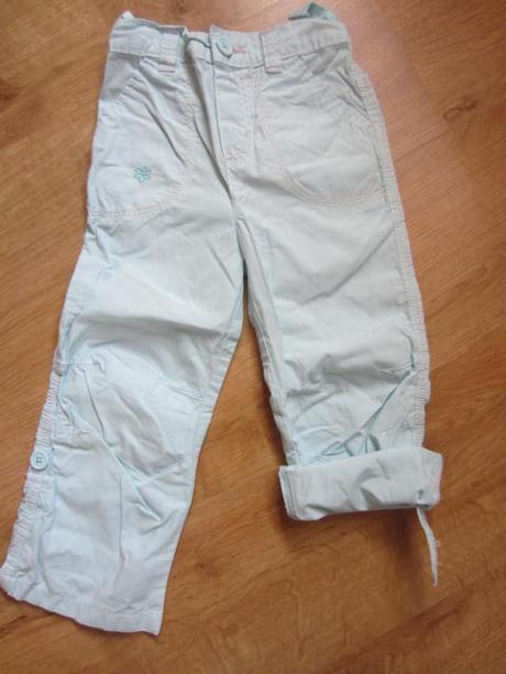 Tenké, letní roll-up kalhoty, tyrkysovobleděmodré, cherokee,98