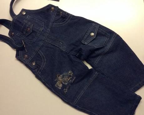 Jeansové laclové kalhoty podšité fleece, 92