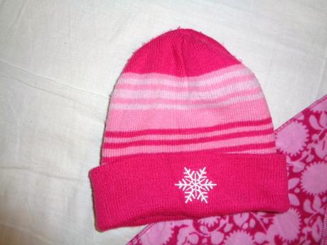 Teplá čepice s vločkou + flízová šála, 128