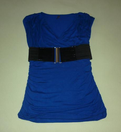 Modrý top s černým páskem amisu, amisu,xs