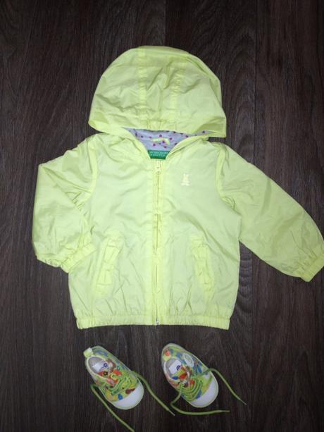 Bunda benetton + capáčky, 68–80