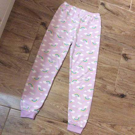 Domácí fleece kalhoty/tepláky s duhou, primark,140