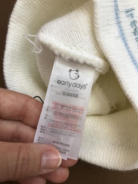 Bílá upletová čepička - v.0/6 m., early days,68