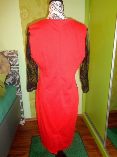 Luxusní červenočerné společenské šaty, xxl