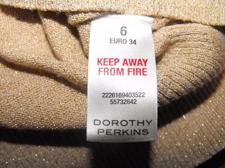 Zlatistý top s raglánovými rukávmi dorothy perkins, dorothy perkins,xs