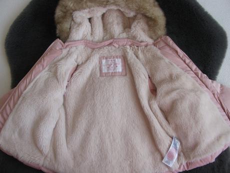 Růžová zimní bunda s kapucí, f&f,68