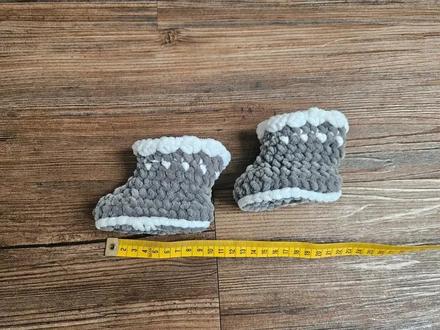 Dětské háčkované pletené papučky botičky capáčky, <17